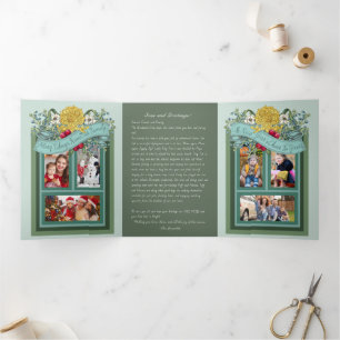 Festiva Tríptica Tarjeta Fotográfica Trifold Submarina "Seas y Salu