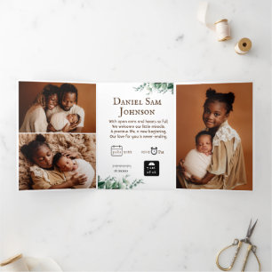 Festiva Tríptica Tarjeta Tri-Fold de nacimiento de personalizable "