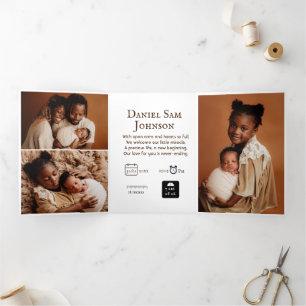 Festiva Tríptica Tarjeta Tri-Fold de nacimiento de personalizable "