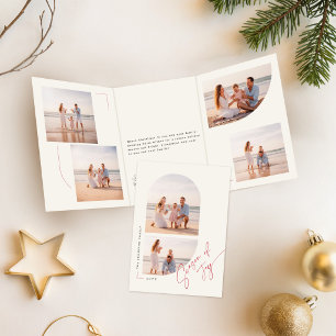 Festiva Tríptica Temporada Moderna de Alegría Tarjeta de Navidad Fa