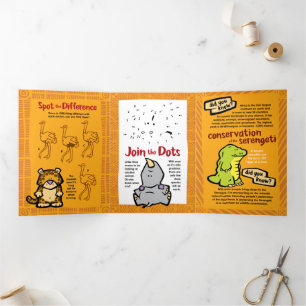 Festiva Tríptica Triple tarjeta de saludo Wildlife Hippo Puzzle