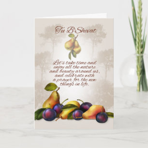 Festiva Tu B'shevat Tarjeta De Saludo Con Fruta Y Árboles