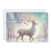 Twinkle, Prance & Be Merry Reno Ciervo Tarjeta Nav