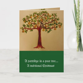 Festiva Una perdiz en una tarjeta de Navidades de árbol pe