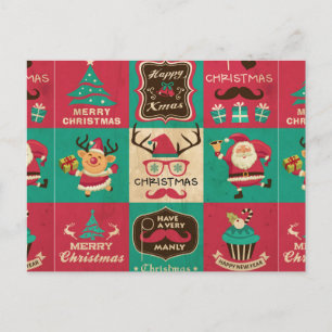 Festiva Una postal de Collage de Mustache para Navidades m