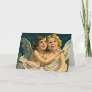 Festiva Una tarjeta de felicitación Angel Vintage de Feliz