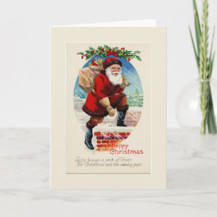 Festiva Una tarjeta de felicitación de Papá Noel Vintage p