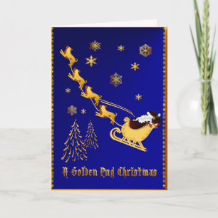 Festiva Una tarjeta de Navidades de pug dorado