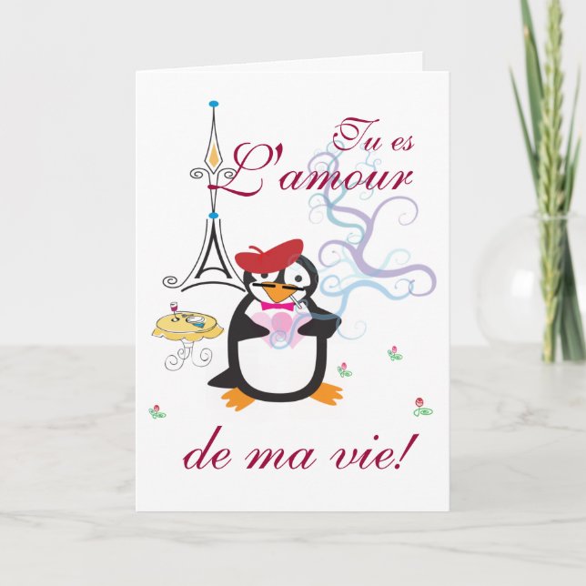 Festiva Una Tarjeta De Pingüino En París (Anverso)