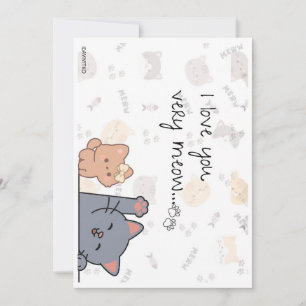 Festiva Una tarjeta linda de Te amo mucho Meow y Kitty