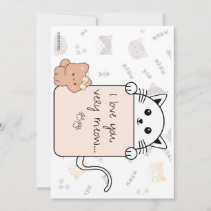 Festiva Una tarjeta linda de Te amo mucho Meow y Kitty