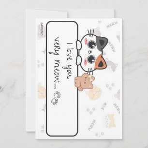 Festiva Una tarjeta linda de Te quiero mucho miau a un amo