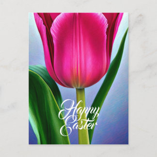 Festiva Una única postal de vacaciones de tulipanes rosado