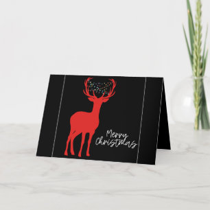 Festiva Único reno rojo en tarjeta de Navidades negros