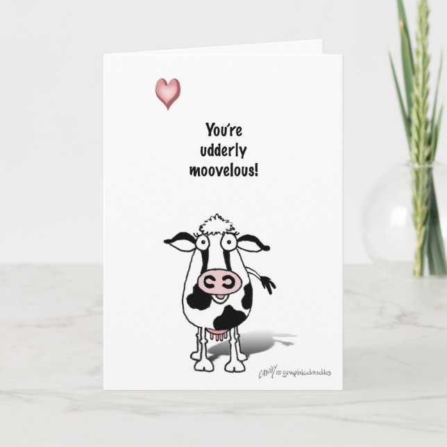 Festiva Vaca de la tarjeta del día de San Valentín (Anverso)