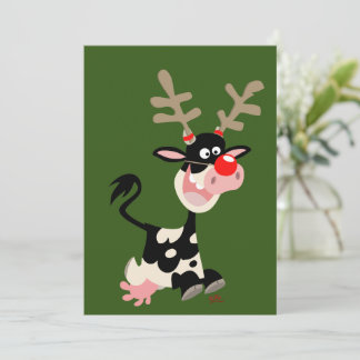 Festiva ¿Vaca o reno navidad? Tarjeta mediana