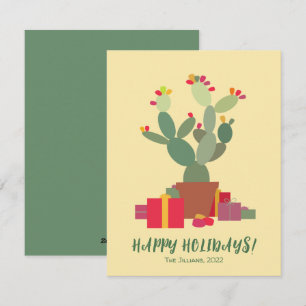 Festiva vacaciones felices cactus navidades tarjeta de vac