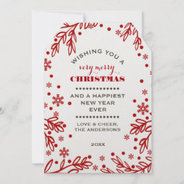 Festiva Vacaciones más felices. Tarjeta plana de Navidades