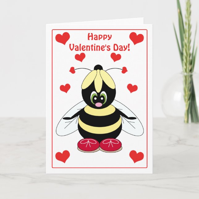 Festiva Valentine Bumblebee con tarjeta cardiaca (Anverso)