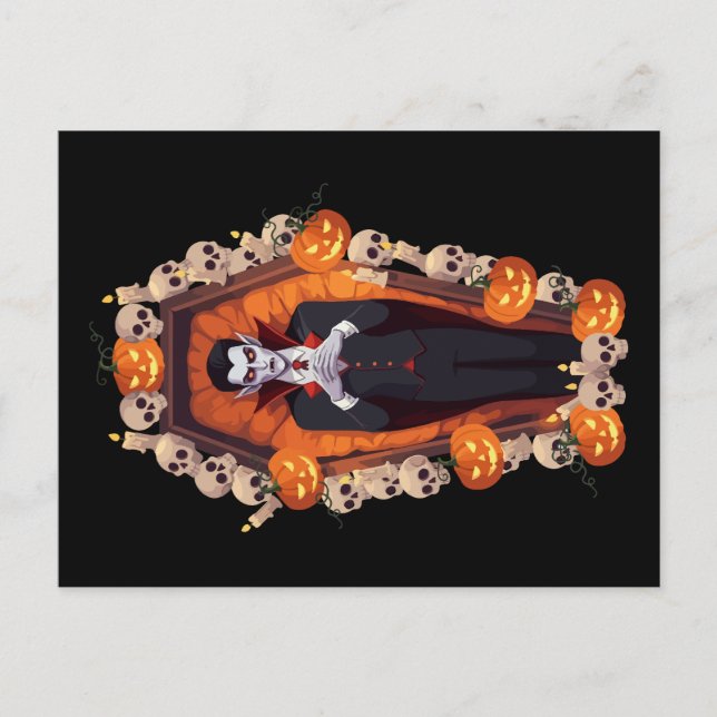Festiva 🦇 Vampiro gótico 🖤 postal negra 🎃 (Anverso)