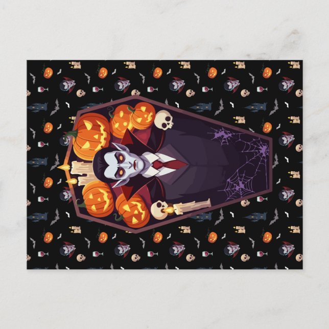 Festiva 🦇 Vampiro gótico 🖤 postal negra 🎃 (Anverso)