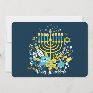 Festiva Velas de la menorá de Hanukkah feliz. Tarjeta de v