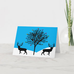 Festiva Vendedor con tarjeta de felicitación para Navidade