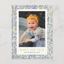 Festiva Vibrante postal de Año Nuevo de Confetti