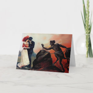 Festiva Vieja tarjeta de Día de San Valentín del diablo de