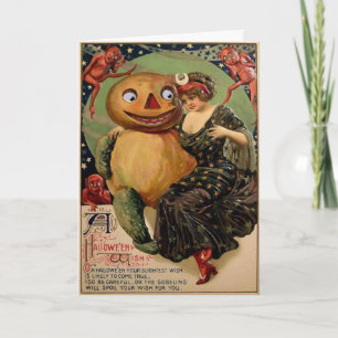 Festiva Vieja tarjeta de Halloween victoriana