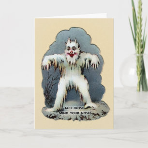 Festiva Vieja tarjeta de Navidades Jack Frost de Victoria