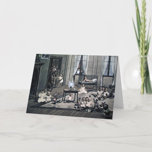 Festiva Vieja tarjeta de Navidades Krampus victoriana (Anverso)