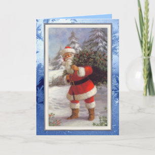 Festiva Vieja tarjeta de Navidades Santa de la moda