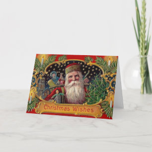 Festiva Vieja tarjeta de Navidades Santa de moda