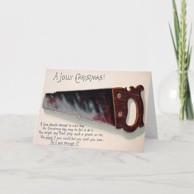 Festiva Vieja tarjeta de Navidades victorianos extraños (Anverso)