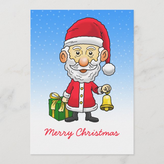 Festiva Viñetas con tarjeta de vacaciones plana Santa (Anverso)