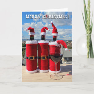 Festiva Vino Cuidadoso En Navidades Vestimenta Tarjeta De