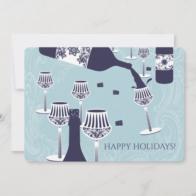 Festiva Vino de regalo gafas de lujo tarjeta de Navidades  (Anverso)