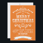Festiva Vintage Chalkboard Navidades Tarjeta de felicitaci<br><div class="desc">Envíe sus deseos de vacaciones con esta tarjeta plana de Navidades de arte de pizarra de dulces vinos. Muchos colores.  Fácilmente personalizado. naranja rústico ::ENVELOPES INCLUYEN:</div>