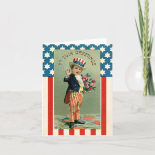 Festiva Vintage Child Tío Sam, Tarjeta De Festividad Del 4
