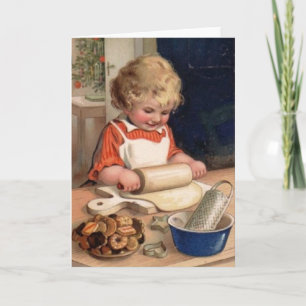 Festiva Vintage Christmas Chica Baker Greeting o Tarjeta d