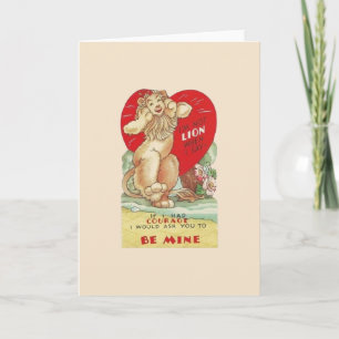Festiva Vintage Cowardly Lion Valentine Tarjeta de felicit