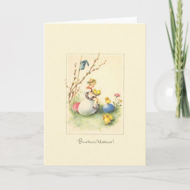 Festiva Vintage croata Sretan Uskrs Tarjeta de felicitació (Anverso)