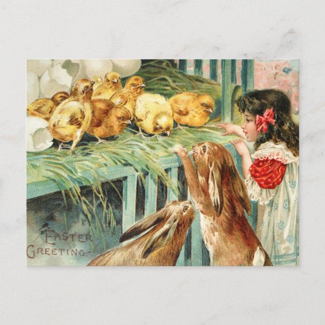 Festiva Vintage de la postal de la escena de Pascua de los (Anverso)