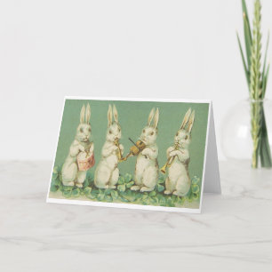 Festiva Vintage Easter Bunny Orchestra Tarjeta de Saludo