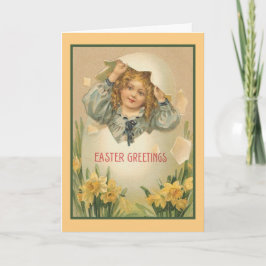 Festiva Vintage Easter Egg Chica Tarjeta de felicitación