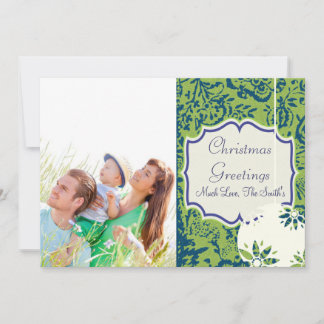 Festiva Vintage Floral Lime Green, tarjeta de foto para Na