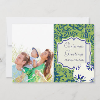 Festiva Vintage Floral Lime Green, tarjeta de foto para Na