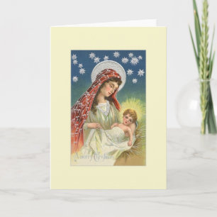 Festiva Vintage Madonna y tarjeta de Navidades infantiles