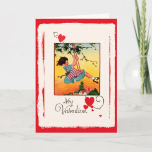 Festiva Vintage mi niña de la tarjeta del día de San